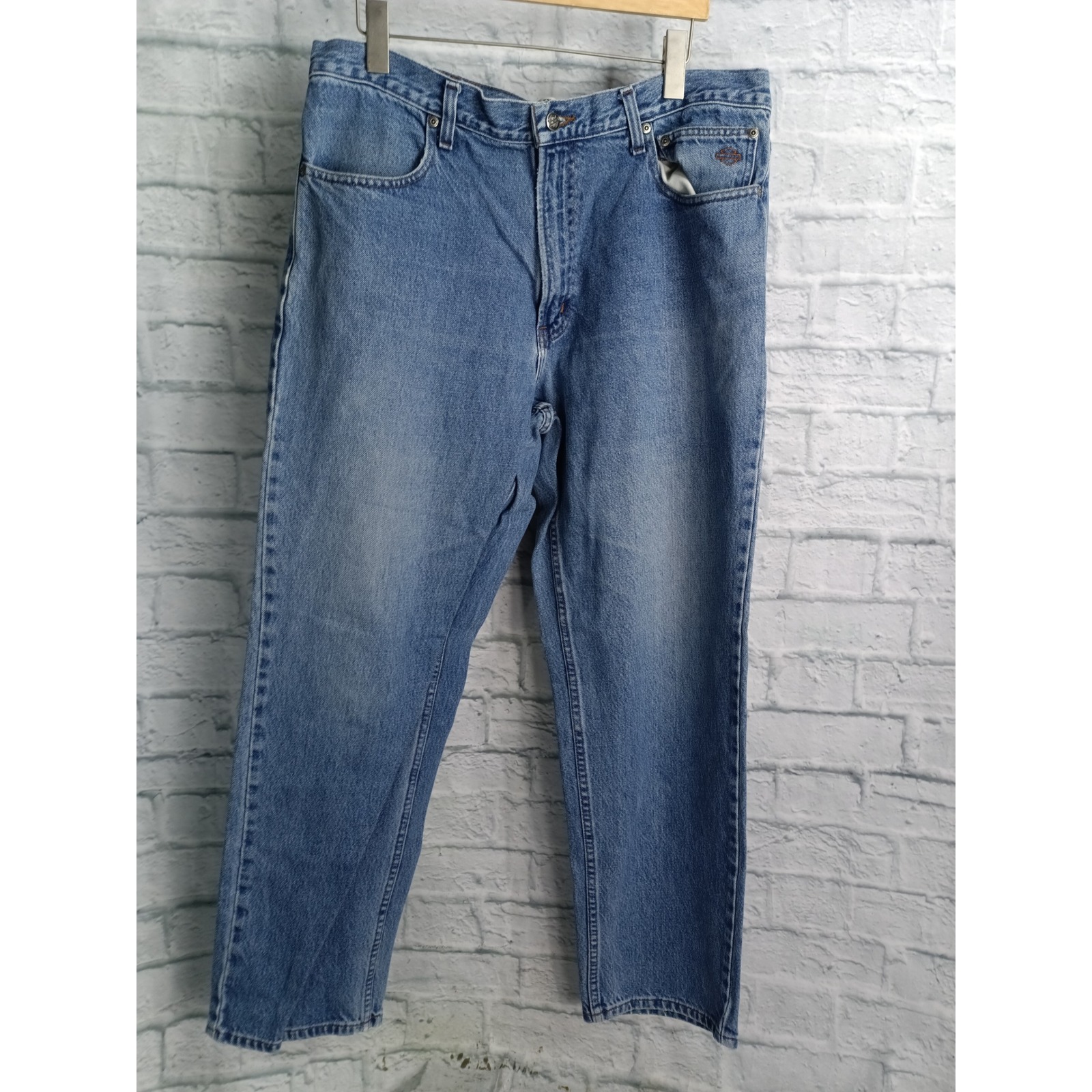 Harley Davidson Mens Blue Denim Straight Leg Jeans 38x32 Genuine Motorclothes